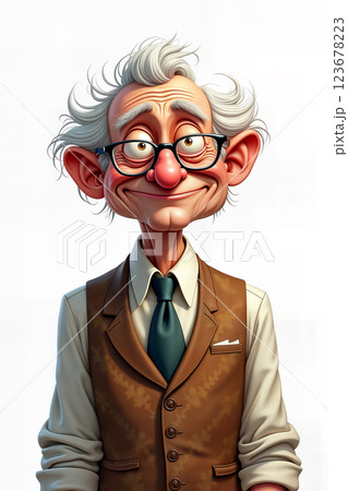 Cartoon of happy old man. 123678223
