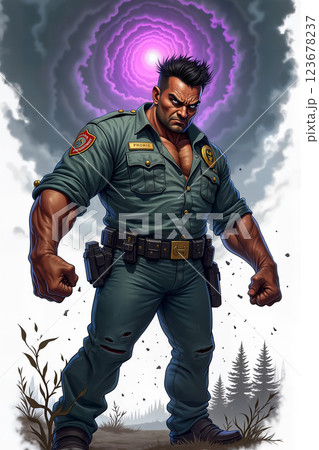 Comic book style image of park ranger. Comic book style image of park ranger. 123678237