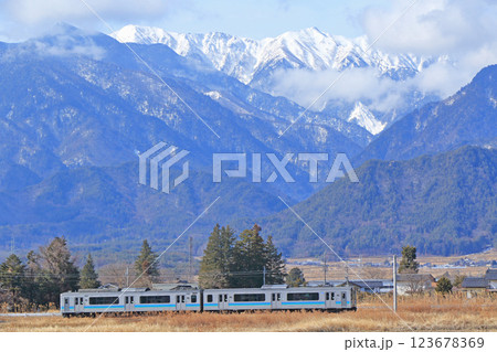 大糸線 2月の安曇野 大糸線 2月の安曇野 123678369