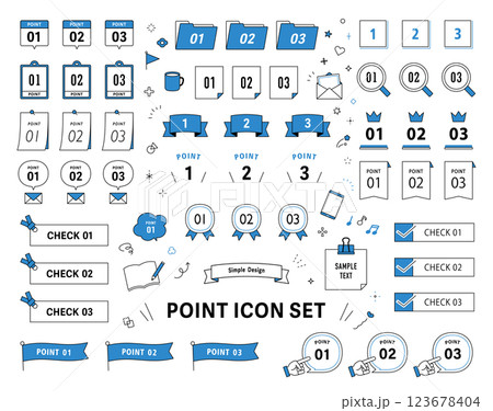 数字　タイトル　リボン　POINT　CHECK　デザイン　フレーム　ベクター　線画　セット　飾り　あ 123678404
