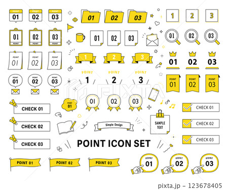 数字　タイトル　リボン　POINT　CHECK　デザイン　フレーム　ベクター　線画　セット　飾り　あ 123678405