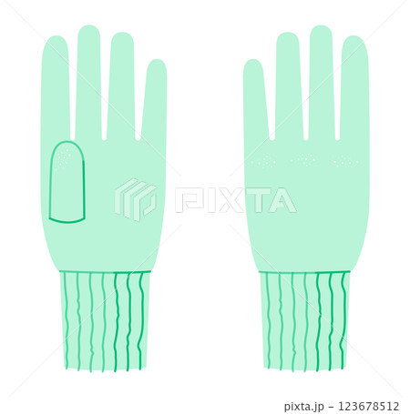 Gloves Wrist Above length knit rib cuff, mint cartoon Fashion hand accessory clothing technical illustration garment. Gloves Wrist Above length knit rib cuff, mint cartoon Fashion hand accessory clothing technical illustration garment. 123678512