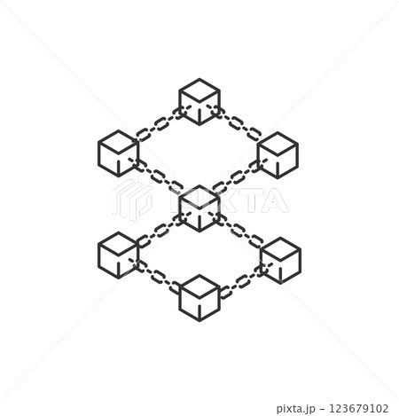 ブロックチェーンの概念図　分散型ネットワーク・デジタル技術のベクターアイコン 123679102