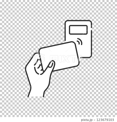Contactless IC card payment Cashless payment vector icon (line drawing, monochrome) 123679103