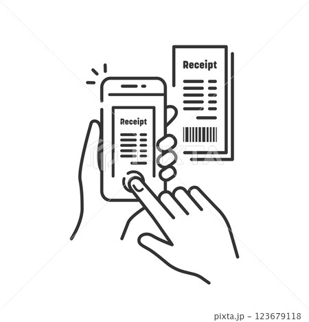 スマホでレシートを撮影するアイコン (家計簿・経費精算向けのスキャンアプリ) スマホでレシートを撮影するアイコン (家計簿・経費精算向けのスキャンアプリ) 123679118
