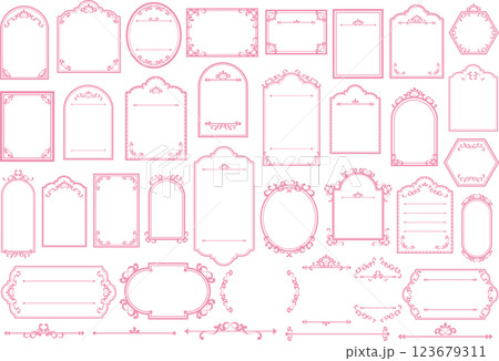 ピンクのかわいいフレームセット 123679311