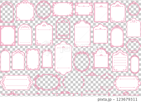 ピンクのかわいいフレームセット 123679311