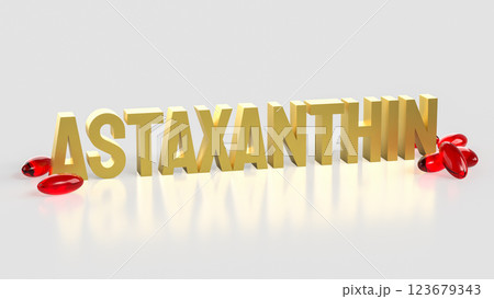 The Astaxanthin text for medical or Health concept 3d Rendering. The Astaxanthin text for medical or Health concept 3d Rendering. 123679343