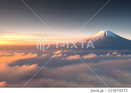 富士山と雲海 絶景 背景 富士山と雲海 絶景 背景 123679575