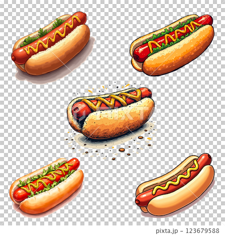 ホットドッグのイラスト 123679588