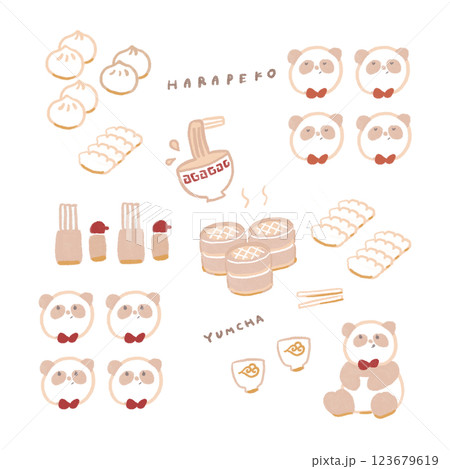かわいい中華料理のイラストアイコンセット かわいい中華料理のイラストアイコンセット 123679619