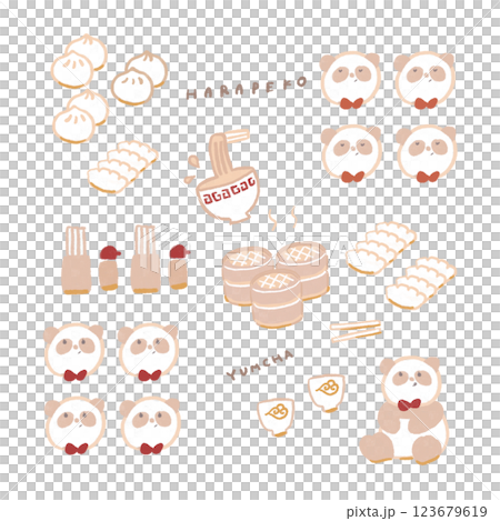 Cute Chinese food illustration icon set 123679619