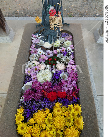 Bouquet of flowers in vase / お正月フラワーアレンジメント(花の手水鉢) Bouquet of flowers in vase / お正月フラワーアレンジメント(花の手水鉢) 123679686
