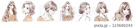 女性・女の子のイラスト素材セット 123680243