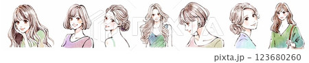 女性・女の子のイラスト素材セット 123680260