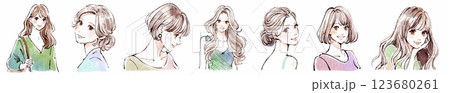 女性・女の子のイラスト素材セット 123680261
