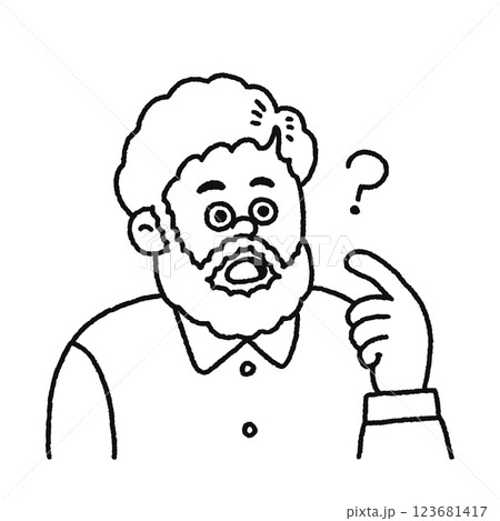 え?私? びっくりする男性 線画 え?私? びっくりする男性 線画 123681417