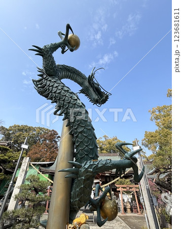 青空に映える本堂、讃岐國一宮、田村神社 青空に映える本堂、讃岐國一宮、田村神社 123681611