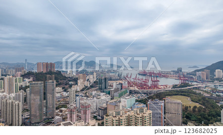 Feb 23 2025 Skyline View of a Port City Featuring Skyscrapers 123682025
