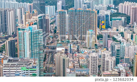 Feb 23 2025 Urban Skyscrapers Surrounding Colorful Recreational Sports Fields 123682034