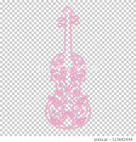 透かし模様をデザインしたバイオリンのイラスト 123682444