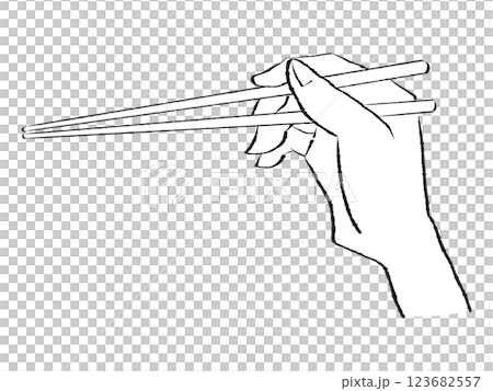 手描きの箸を持つ手 123682557