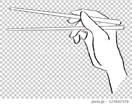 手描きの箸を持つ手2 123682558