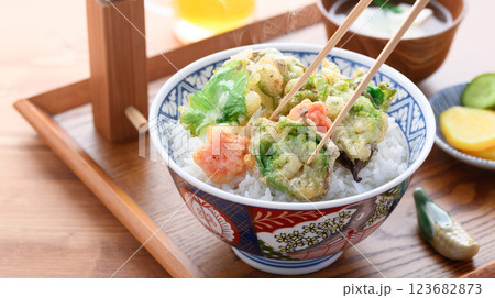 春の食材 ふきのとうの天丼 春の食材 ふきのとうの天丼 123682873