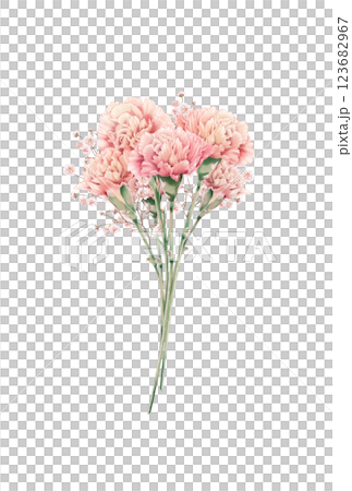 母の日のカーネーションの花束イラスト 123682967