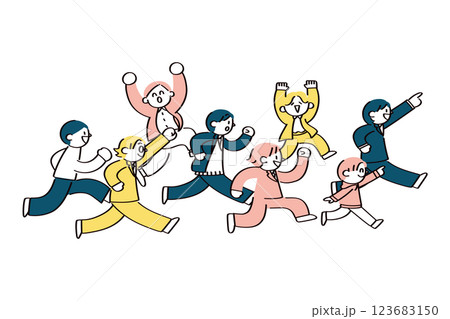 同じ方向に走る男性たちのイラスト 同じ方向に走る男性たちのイラスト 123683150