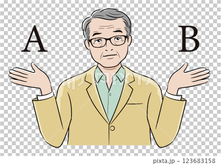 戴眼鏡的老人難以做出選擇 戴眼鏡的老人難以做出選擇 123683158