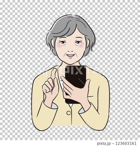 高齢者女性　スマートフォンを操作する 123683161
