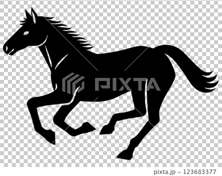 走る馬のシルエットイラスト 走る馬のシルエットイラスト 123683377
