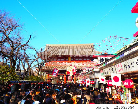 新年の初詣・浅草寺と賑わう参拝客 新年の初詣・浅草寺と賑わう参拝客 123683684
