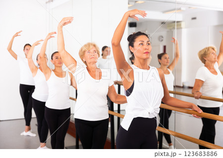Various aged women dancing ballet Various aged women dancing ballet 123683886