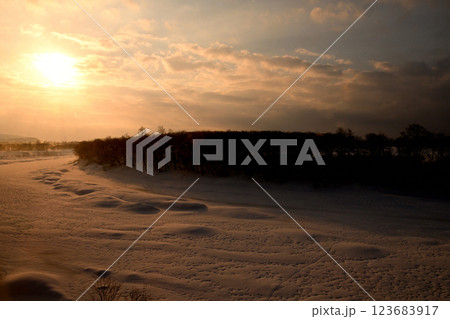 朝の天塩川の風景 123683917