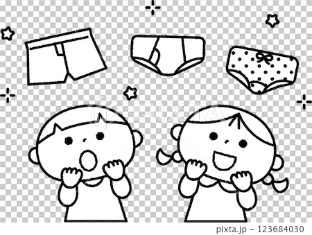 お兄さんお姉さんパンツに憧れる幼児線画 お兄さんお姉さんパンツに憧れる幼児線画 123684030
