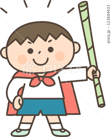 ヒーローごっこをする男の子 123684031