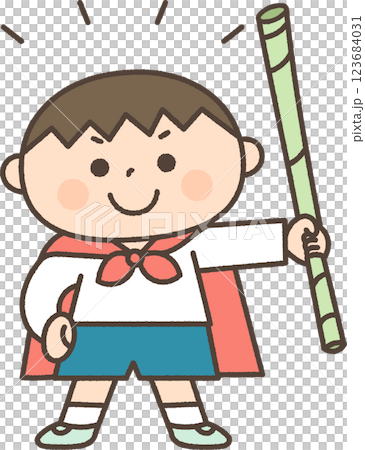 Boy playing hero 123684031