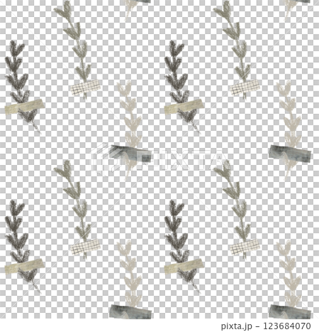 Seamless pattern with abstract floral branches glued on washi tapes in minimalist style. Botanical illustrations in pastel colors. Seamless pattern with abstract floral branches glued on washi tapes in minimalist style. Botanical illustrations in pastel colors. 123684070