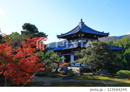 鹿王院　紅葉風景 123684249