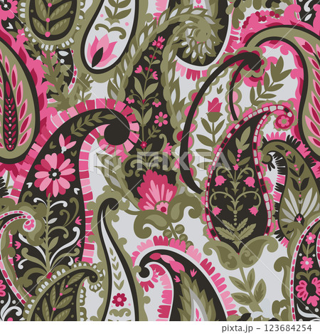 Dark Floral Paisley Design vector 123684254
