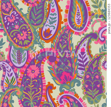 Classic Paisley Floral Illustration vetor 123684353