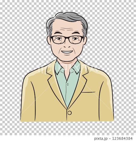 メガネをかけた高齢者男性　正面 123684384
