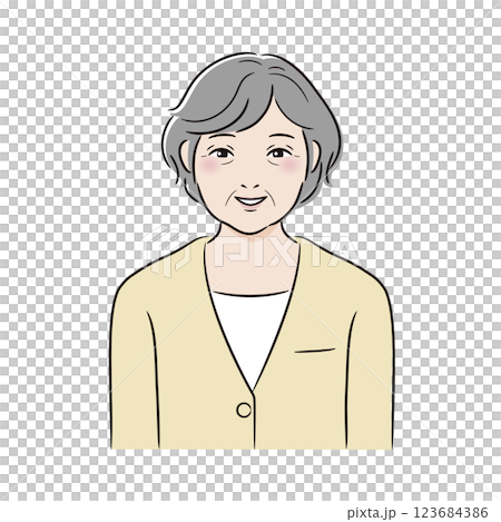 老年婦女,正面 老年婦女,正面 123684386