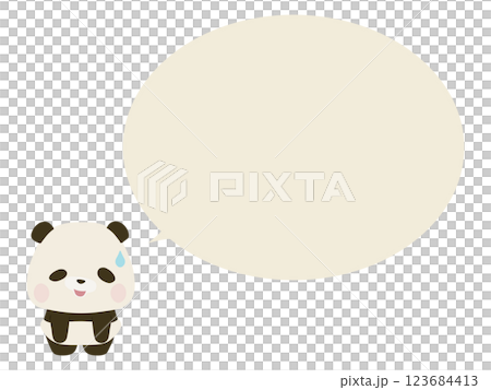 苦笑する子パンダ。吹き出し付き 123684413