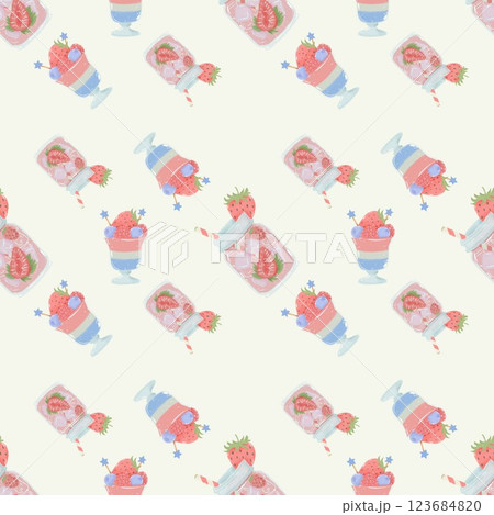 A seamless pattern background celebrating American Independence Day with a cute touch. Fourth of July A seamless pattern background celebrating American Independence Day with a cute touch. Fourth of July 123684820