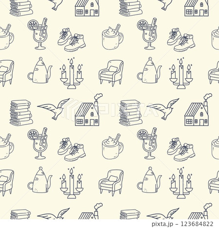 Seamless Scandinavian pattern and simple geometric shapes, perfect for winter designs Seamless Scandinavian pattern and simple geometric shapes, perfect for winter designs 123684822
