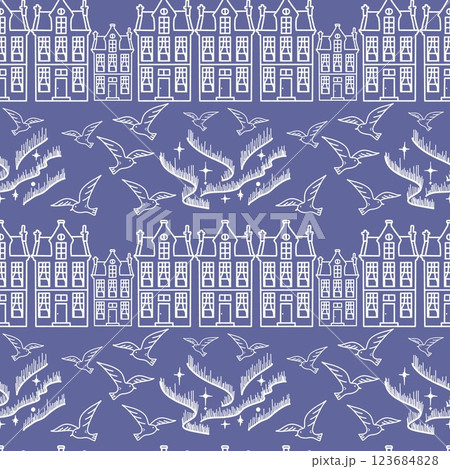 Seamless Scandinavian pattern and simple geometric shapes, perfect for winter designs 123684828