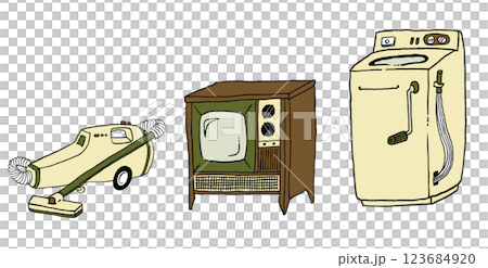 昭和レトロな家電のイラスト 昭和レトロな家電のイラスト 123684920